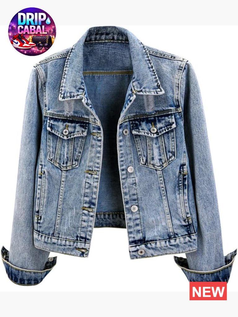 Distressed Frayed Ripped Denim Jacket Long Sleeve Button Up